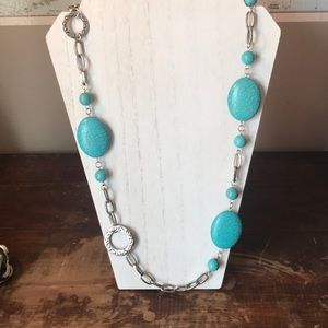 Jules b. Long silver turquoise statement necklace
